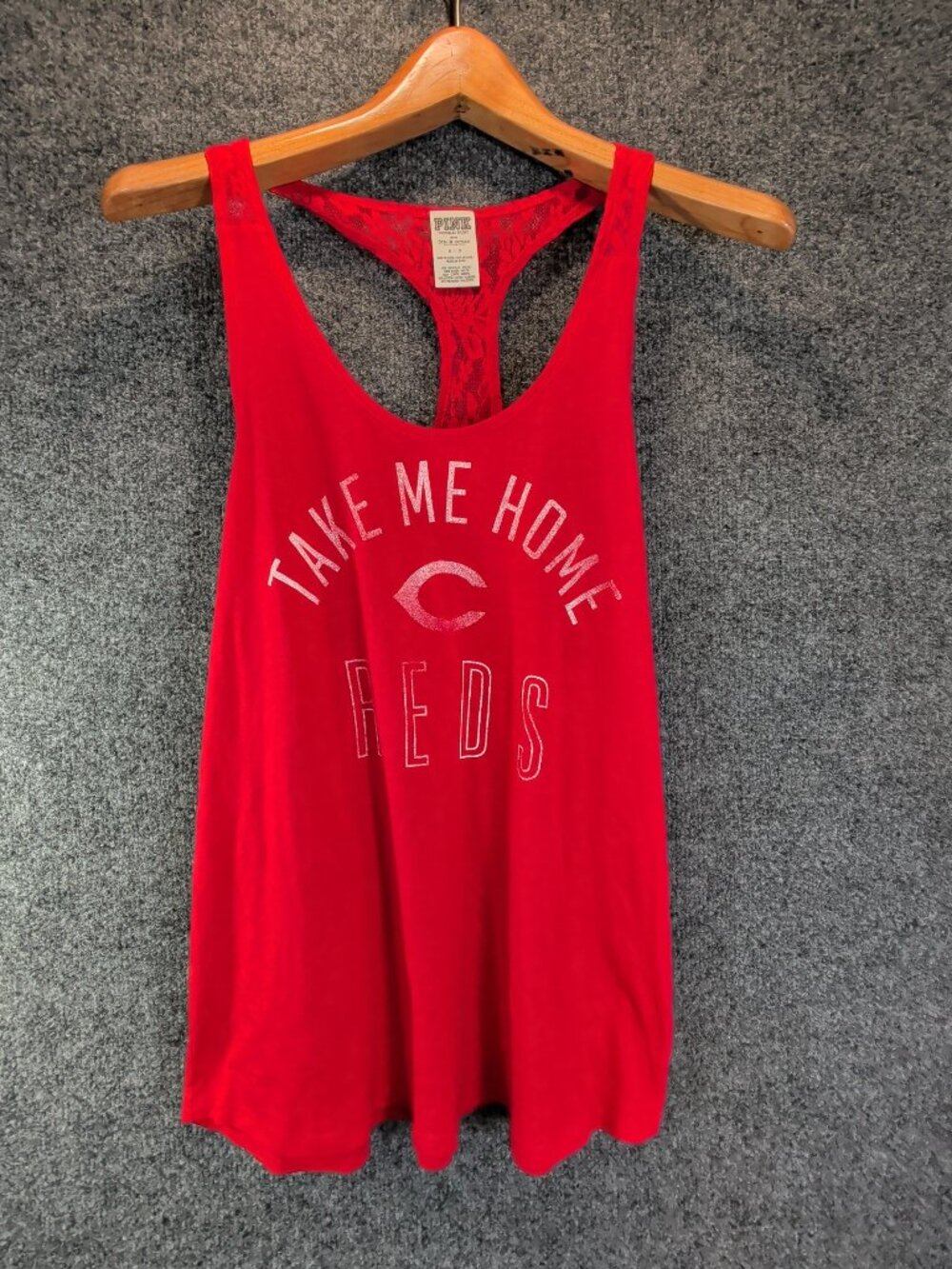 PINK Victoria's Secret Cincinnati Reds Lace Racerback Tank Top S